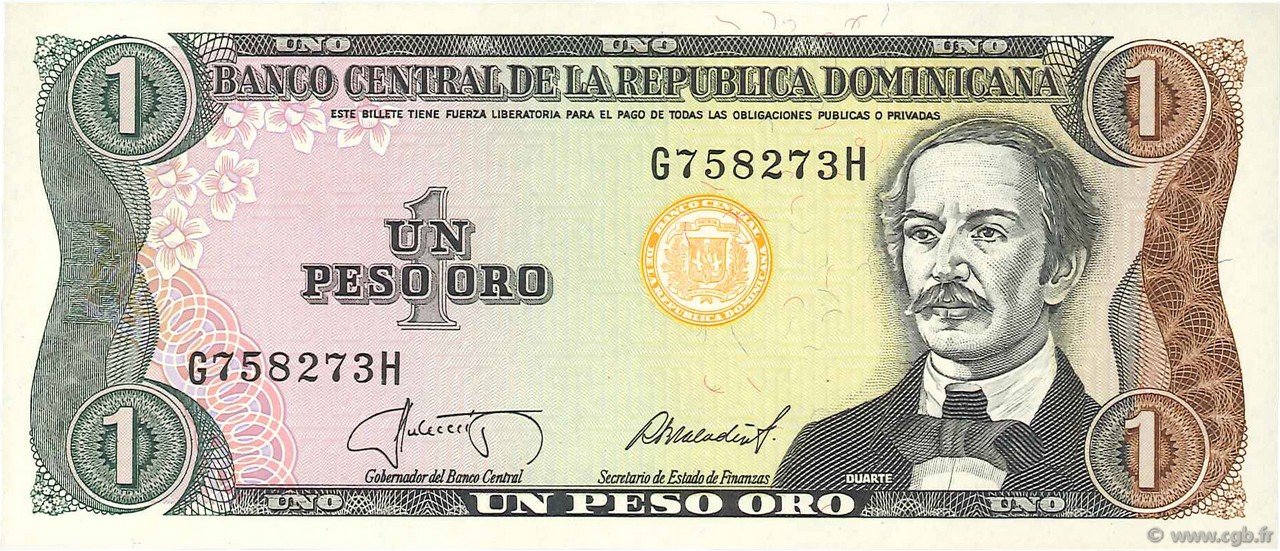 1 Peso Oro RÉPUBLIQUE DOMINICAINE  1987 P.126b ST