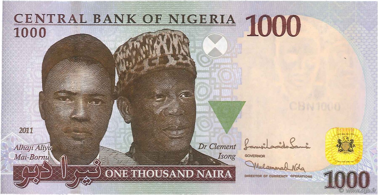 1000 Naira NIGERIA  2011 P.36f SC+