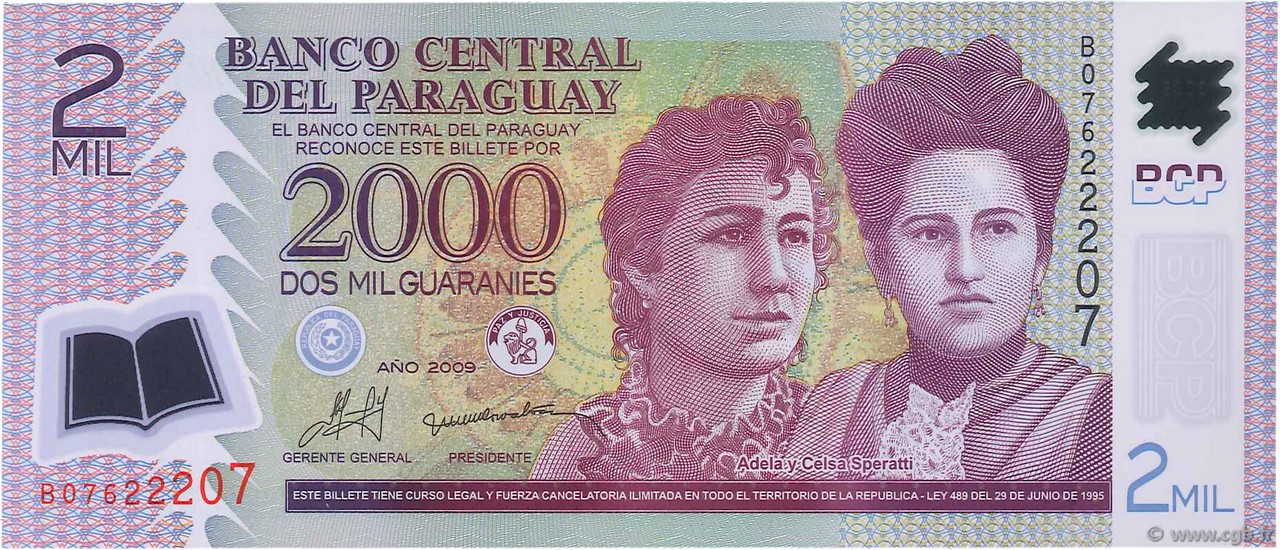 2000 Guaranies PARAGUAY  2009 P.228b ST
