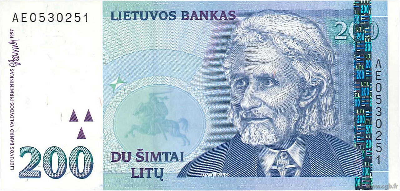 200 Litu LITHUANIA  1997 P.63 UNC-