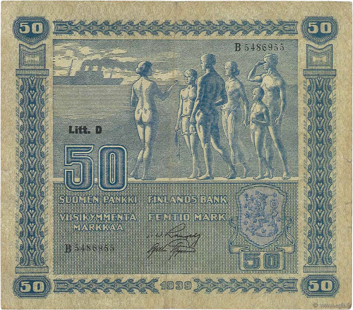 50 Markkaa FINLANDE  1939 P.072a TB