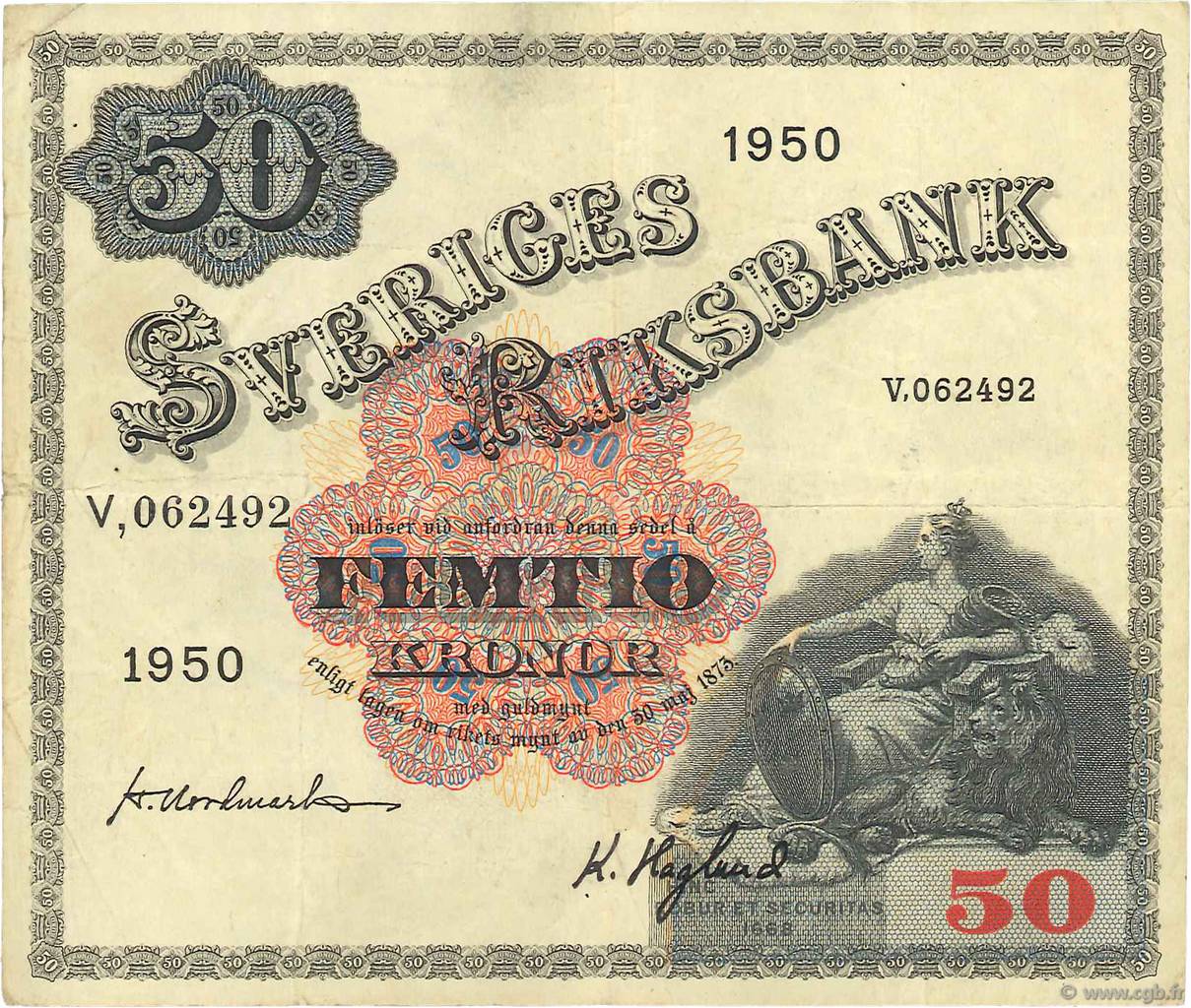 50 Kronor SUÈDE  1950 P.35ae BC+