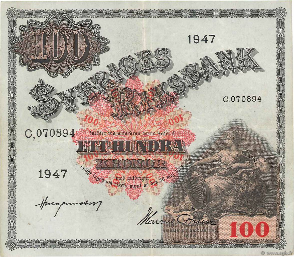 100 Kronor SWEDEN  1947 P.36ac VF