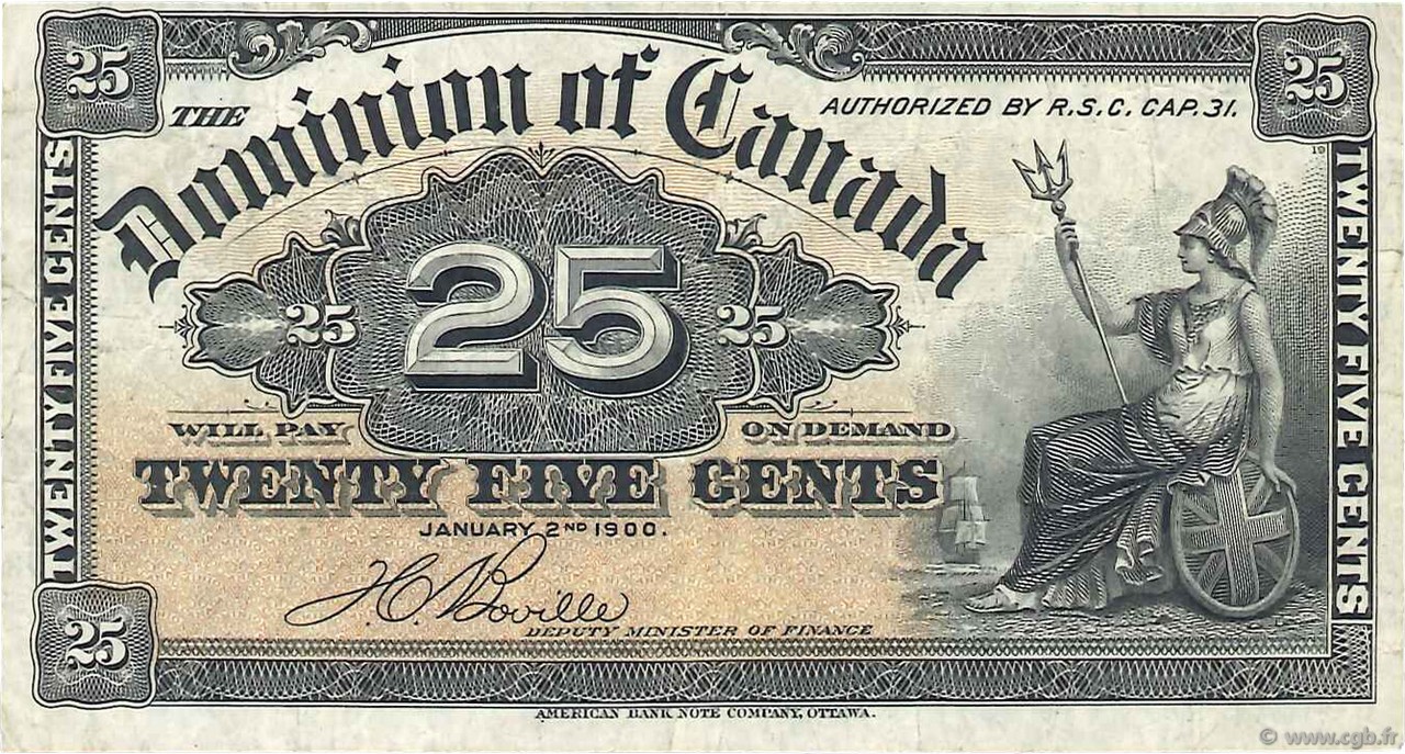 25 Cents CANADá
  1900 P.09b MBC