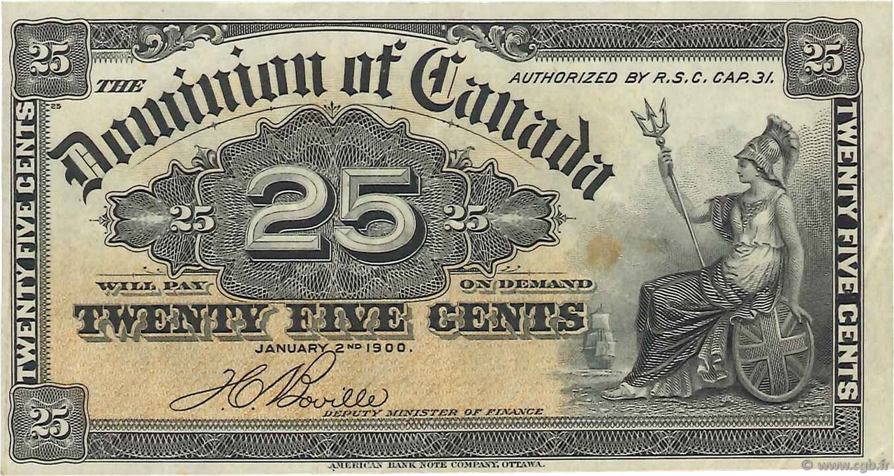 25 Cents CANADA  1900 P.09b TTB