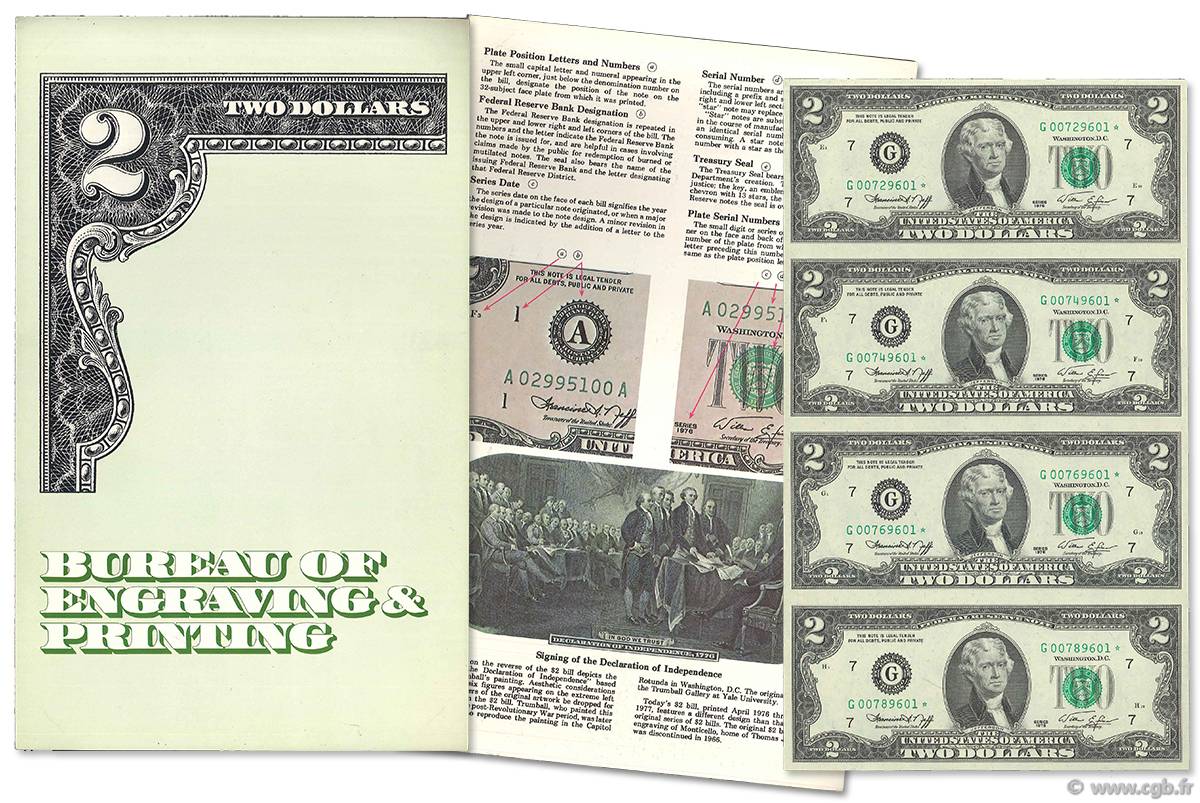 2 Dollars Planche UNITED STATES OF AMERICA Chicago 1976 P.461 UNC
