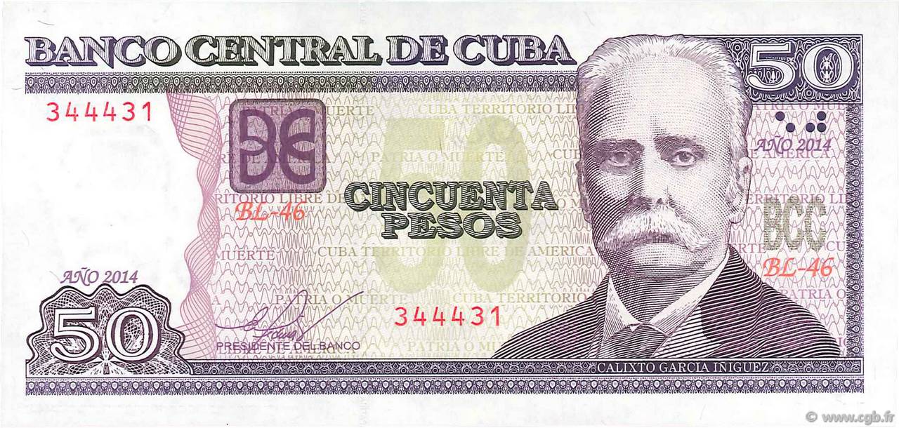 50 Pesos KUBA  2014 P.123h fST+