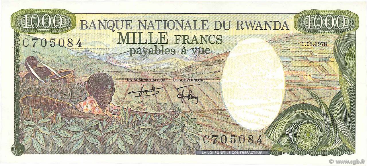1000 Francs RUANDA  1978 P.14a fST