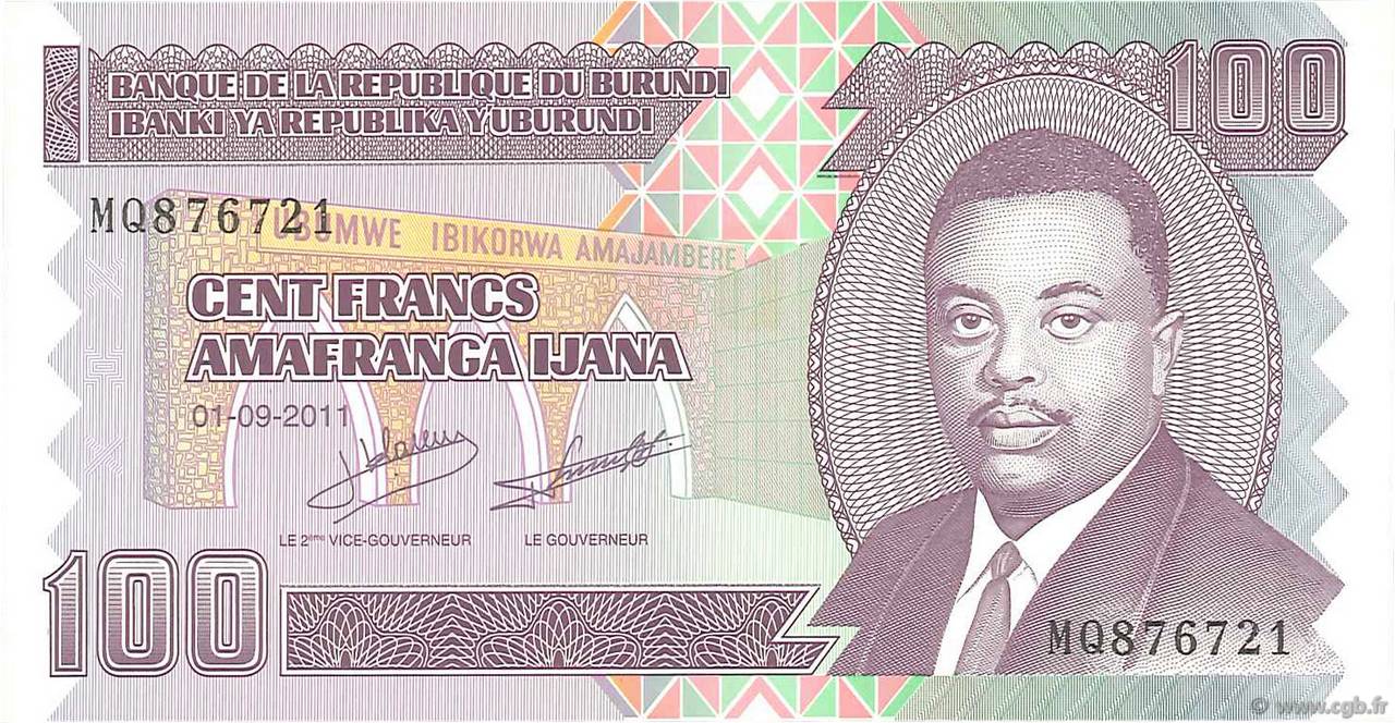 100 Francs BURUNDI  2011 P.44b FDC