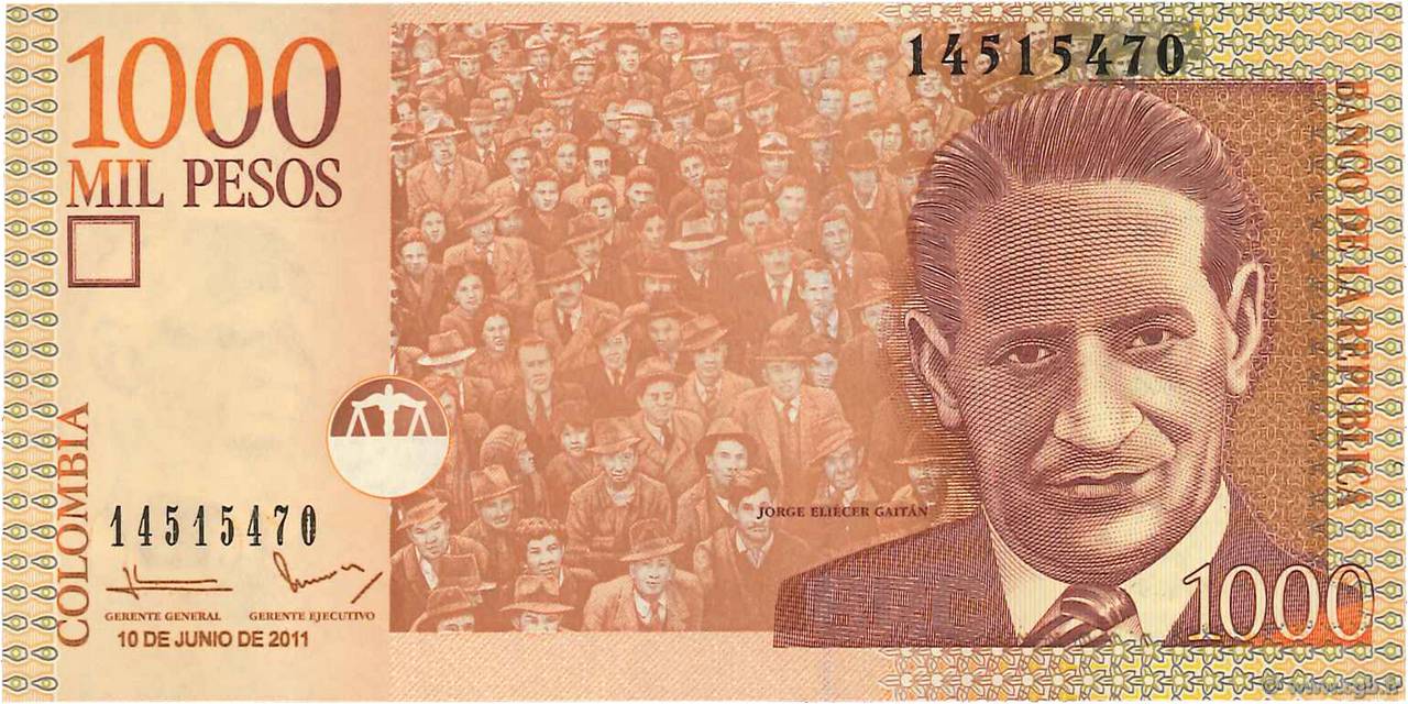1000 Pesos COLOMBIA  2011 P.456o UNC