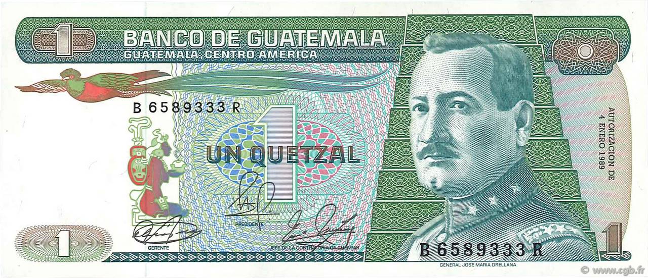 1 Quetzal GUATEMALA  1989 P.066 NEUF