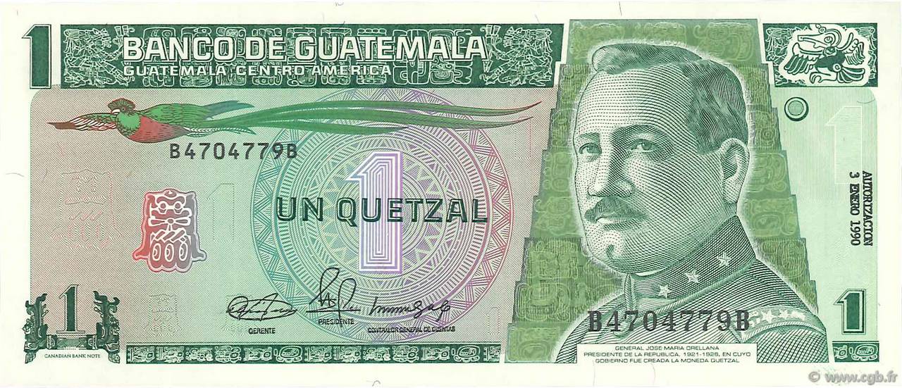 1 Quetzal GUATEMALA  1990 P.073a UNC