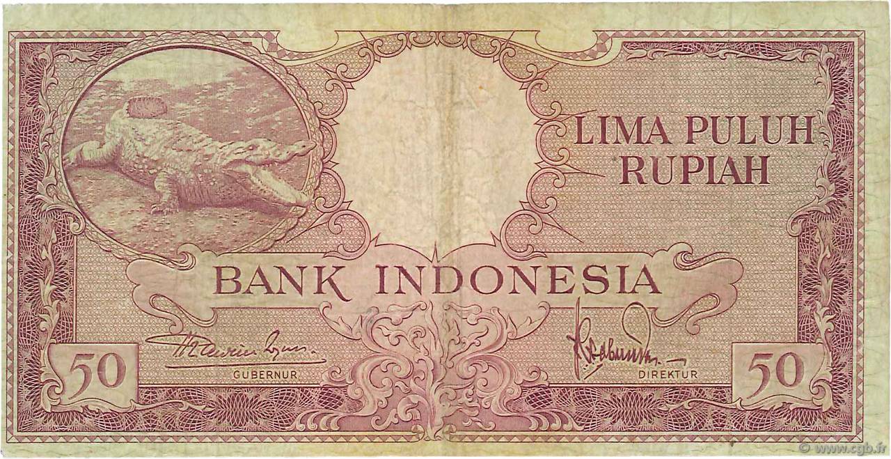 50 Rupiah INDONESIA  1957 P.050a G