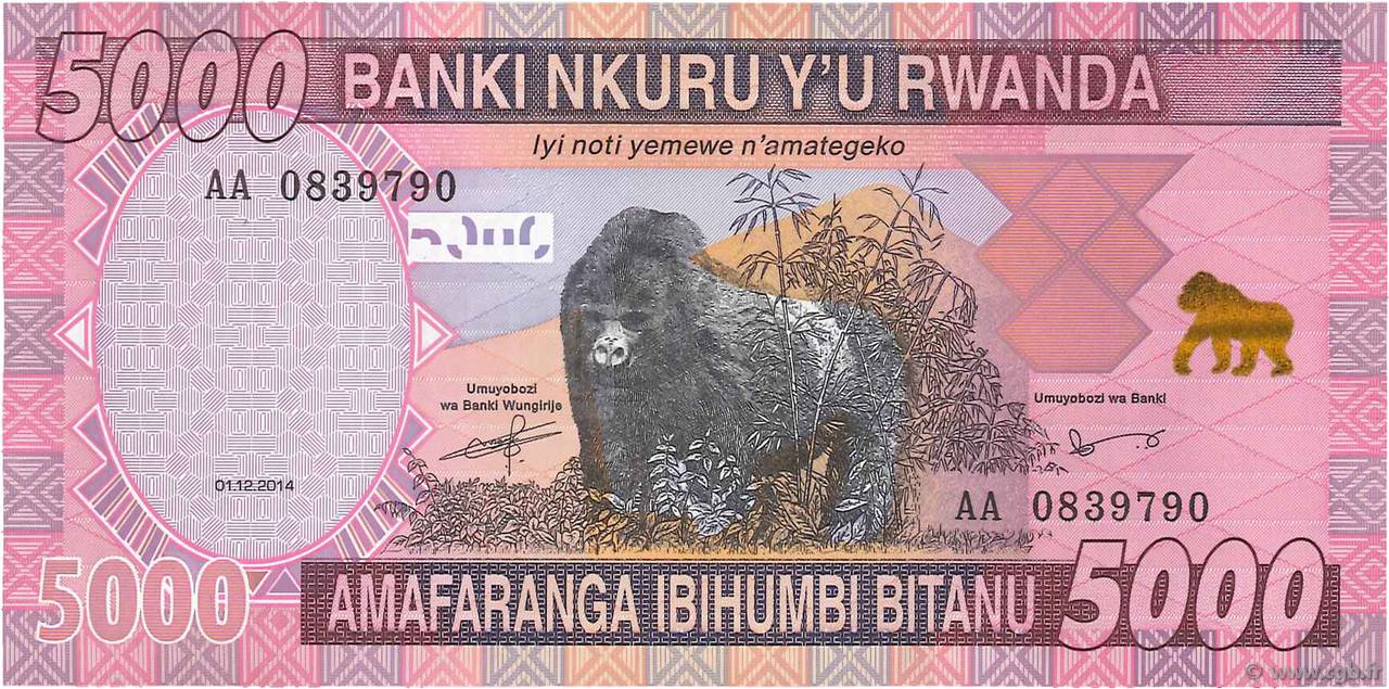 5000 Francs RWANDA  2014 P.41 UNC