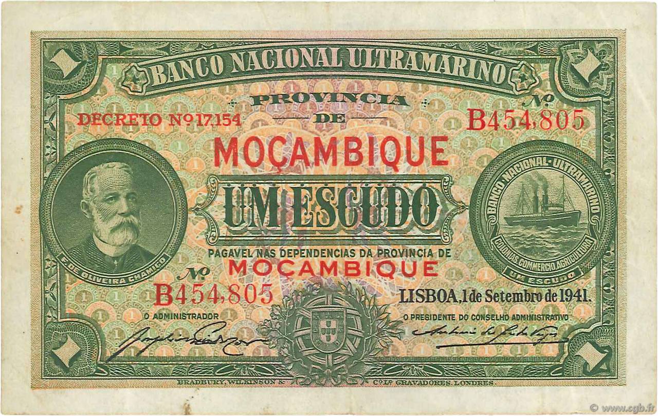 1 Escudo MOZAMBICO  1941 P.081 BB