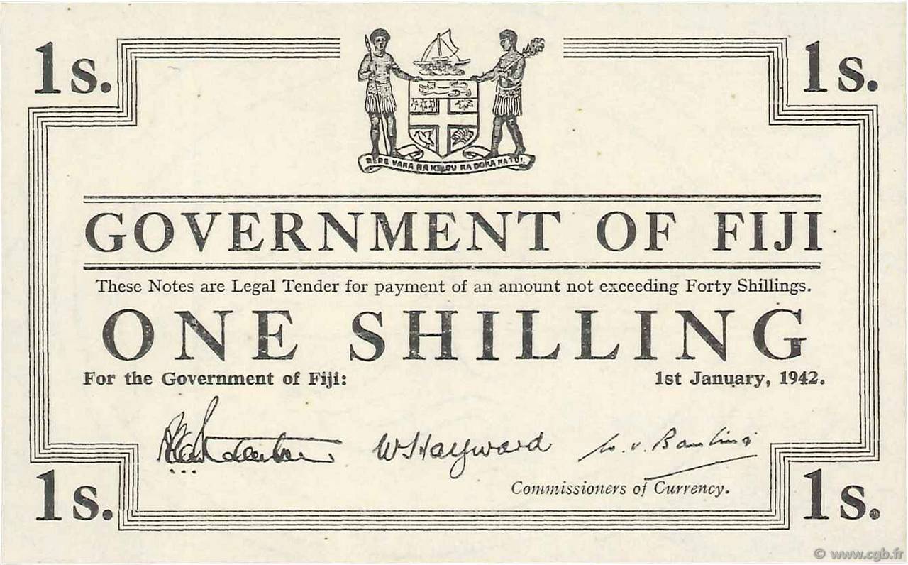 1 Shilling FIDSCHIINSELN  1942 P.048r1 ST