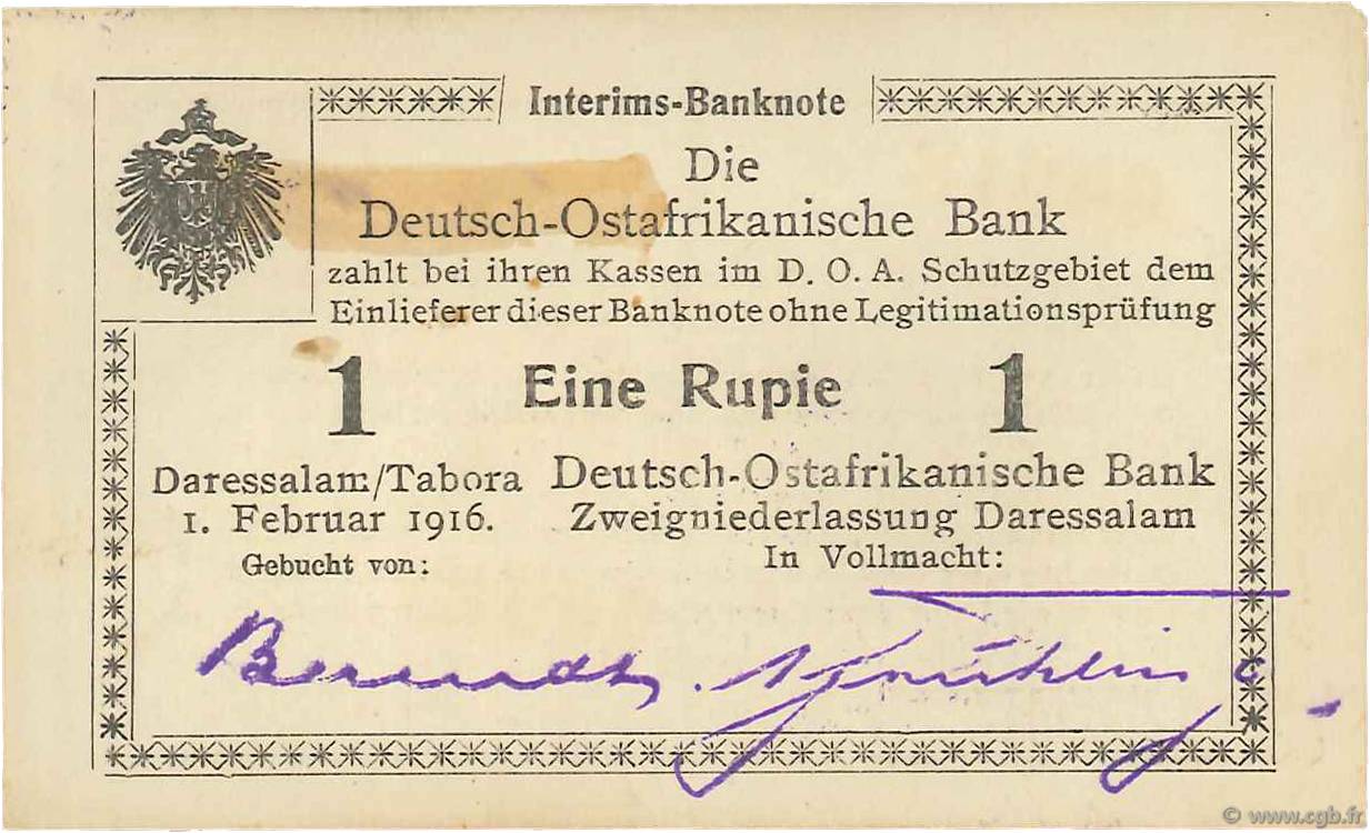 1 Rupie Deutsch Ostafrikanische Bank  1916 P.20a SPL