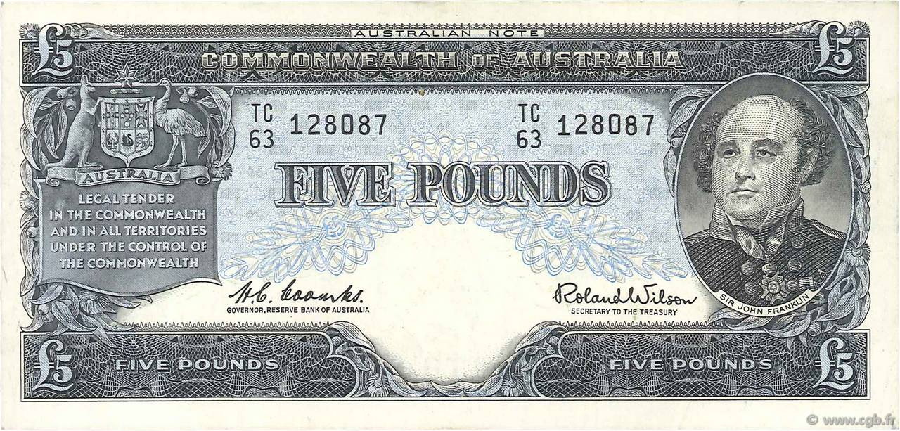 5 Pounds AUSTRALIA  1961 P.35a MBC+