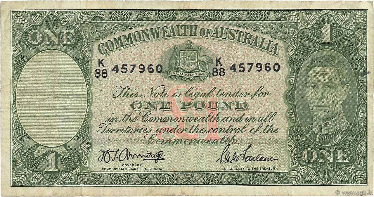 1 Pound AUSTRALIA  1942 P.26b F