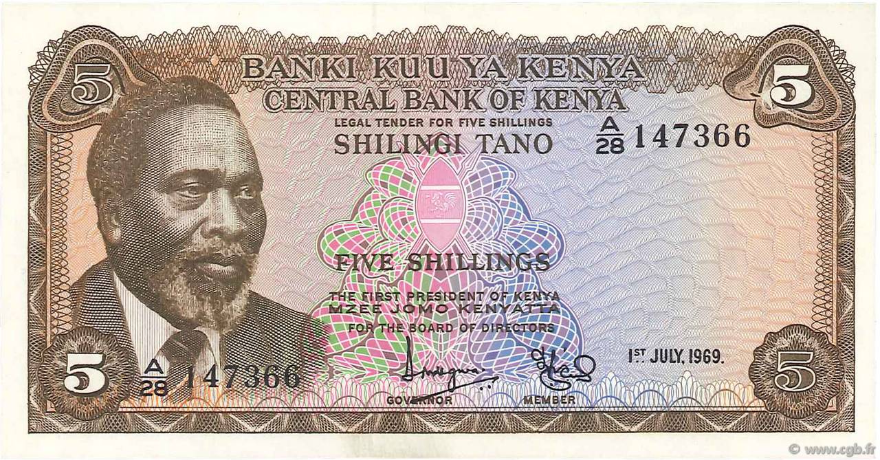 5 Shillings KENYA  1969 P.06a NEUF