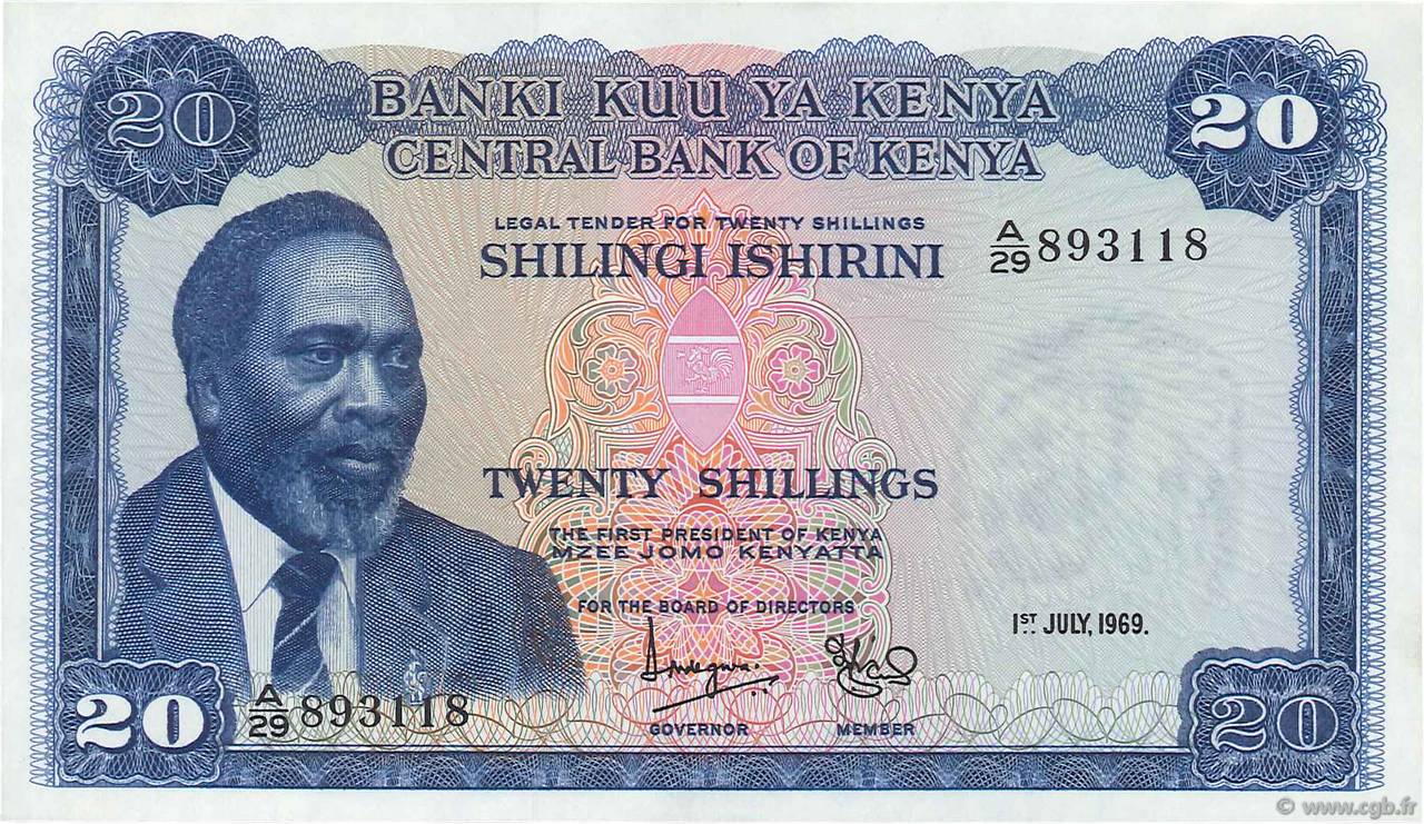 20 Shillings KENYA  1969 P.08a AU