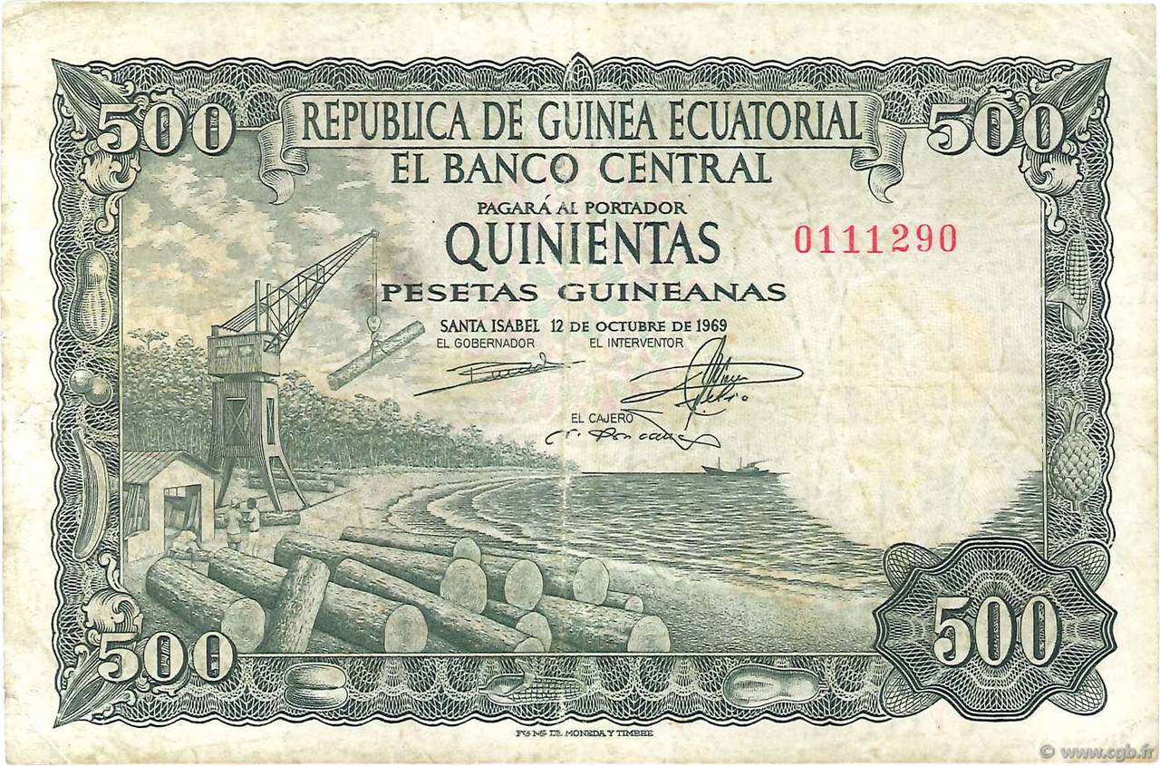 500 Pesetas Guineanas EQUATORIAL GUINEA  1969 P.02 F