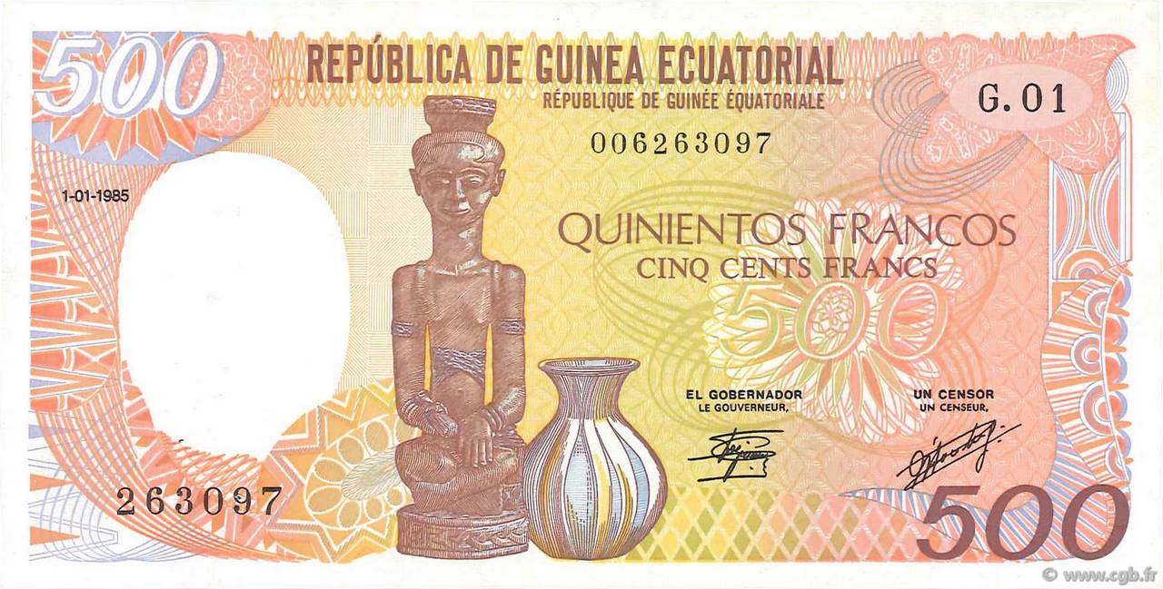 500 Francs ÄQUATORIALGUINEA  1985 P.20 VZ