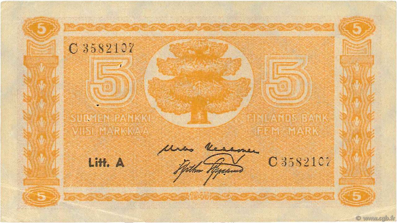 5 Markkaa FINLANDIA  1922 P.076a q.SPL