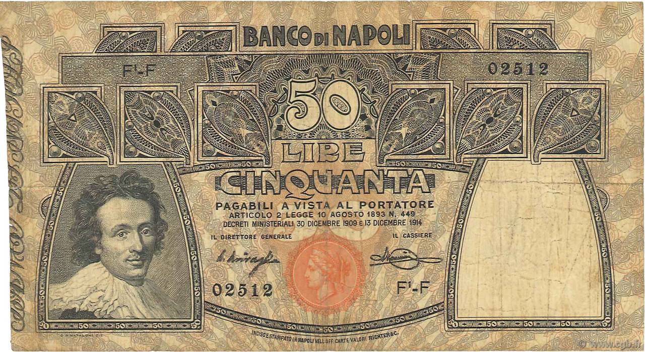 50 Lire ITALY  1914 PS.856 F