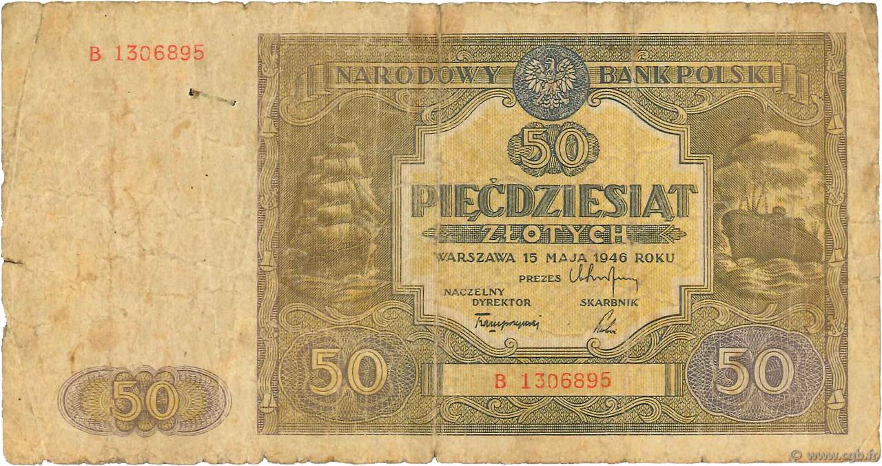 50 Zlotych POLAND  1946 P.128 G