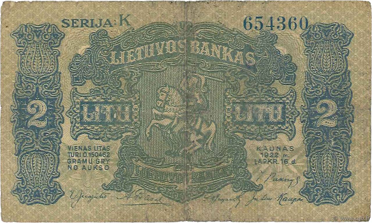 2 Litu LITHUANIA  1922 P.14a F