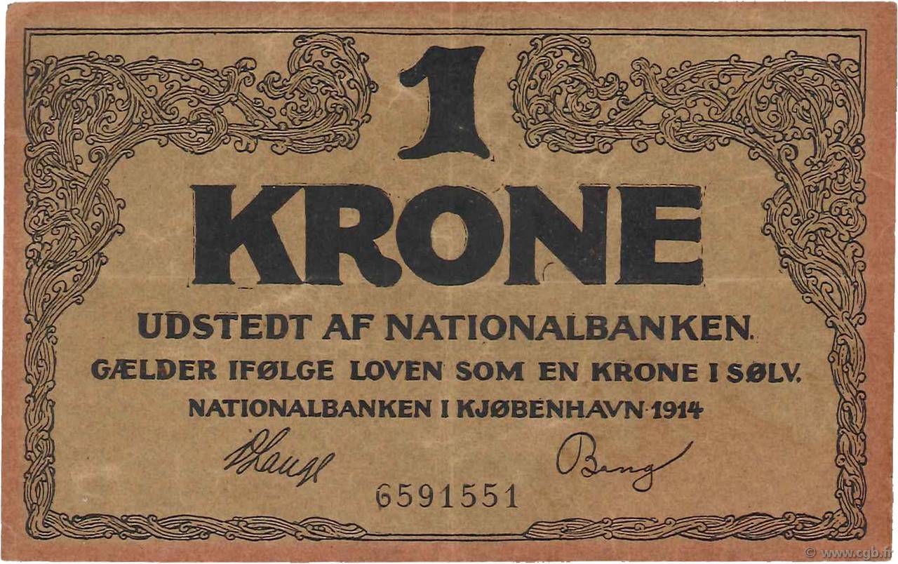1 Krone DÄNEMARK  1914 P.011 fVZ