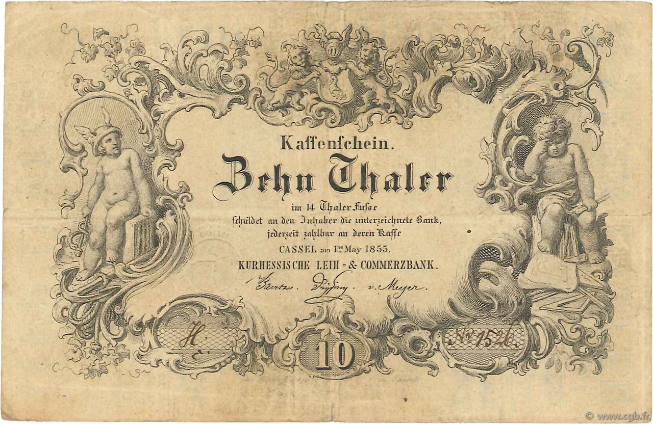 10 Thaler GERMANY Hesse 1855 PS.0307 F+