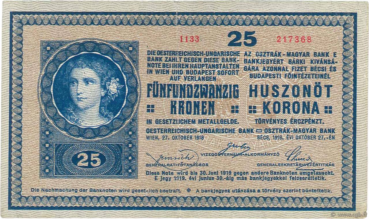 25 Kronen AUTRICHE  1918 P.023 SUP