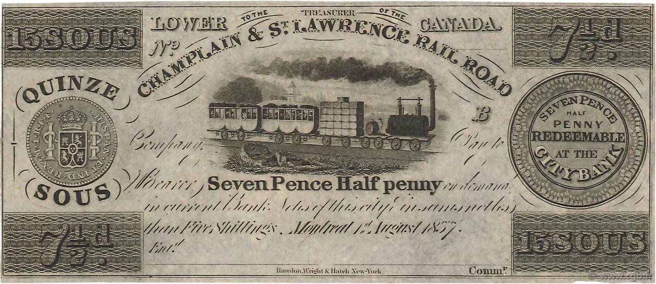 15 Sous - 7 Pence 50 Penny CANADá
  1837 P.- FDC