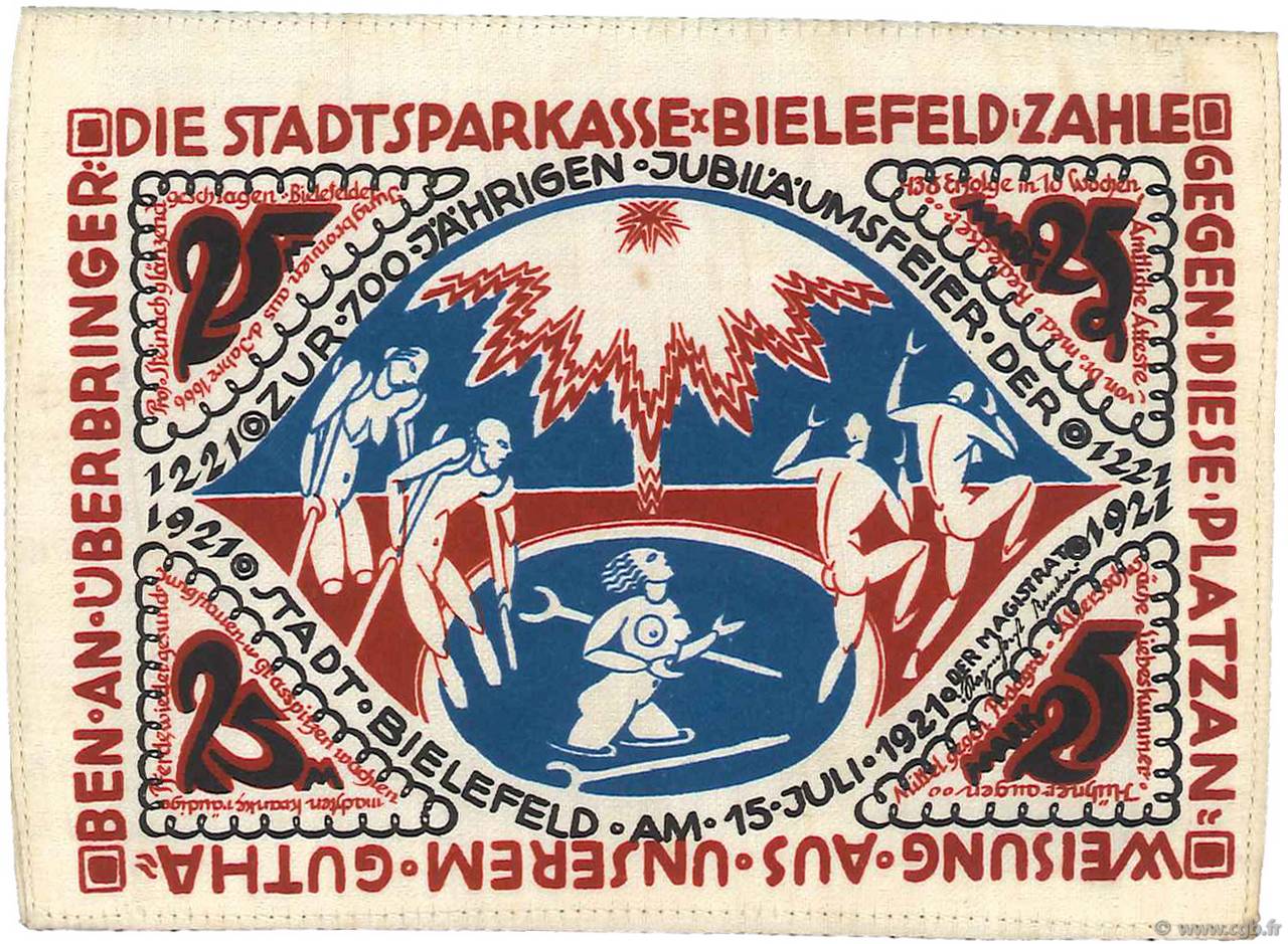 25 Mark DEUTSCHLAND Bielefeld 1921  fST