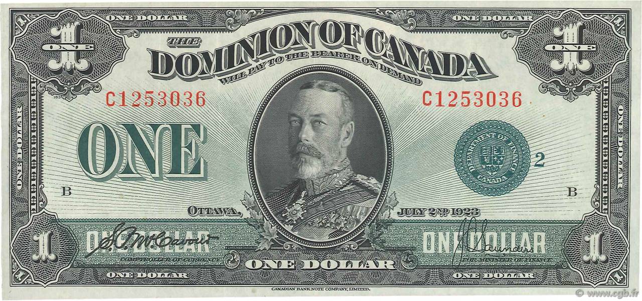 1 Dollar CANADá
  1923 P.033j MBC+