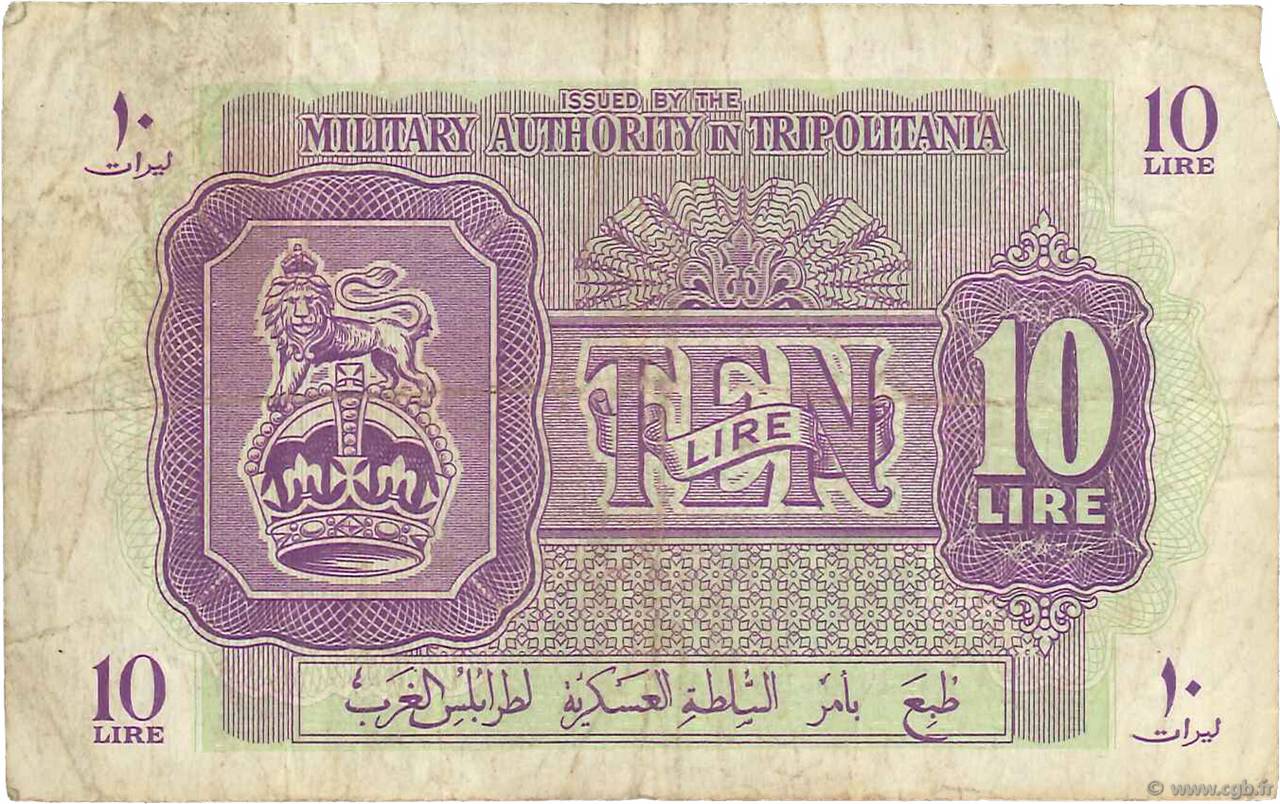 10 Lire LIBIA  1943 P.M4a q.BB