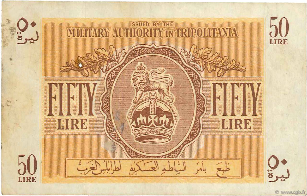 50 Lire LIBYE  1943 P.M5a pr.TTB