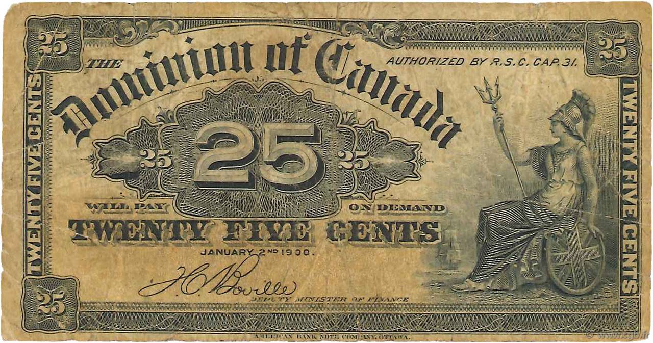 25 Cents CANADá
  1900 P.009b RC