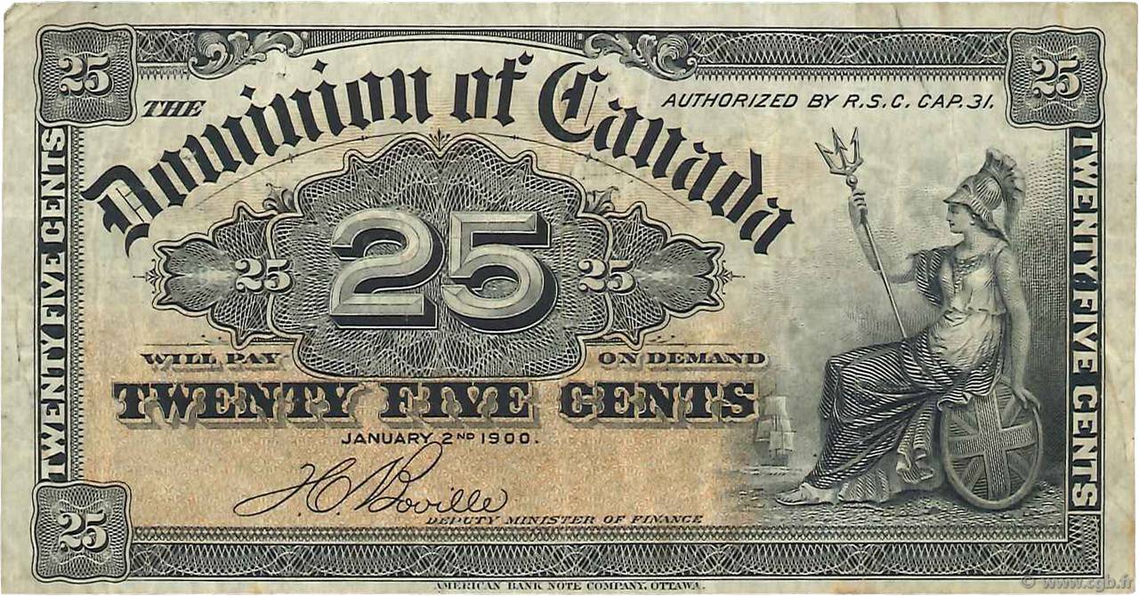 25 Cents CANADá
  1900 P.009b BC+