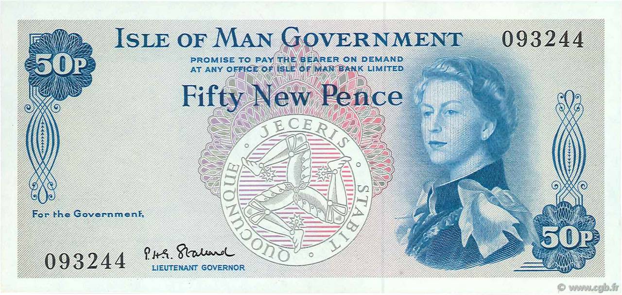 50 New Pence ISLE OF MAN  1969 P.27a AU