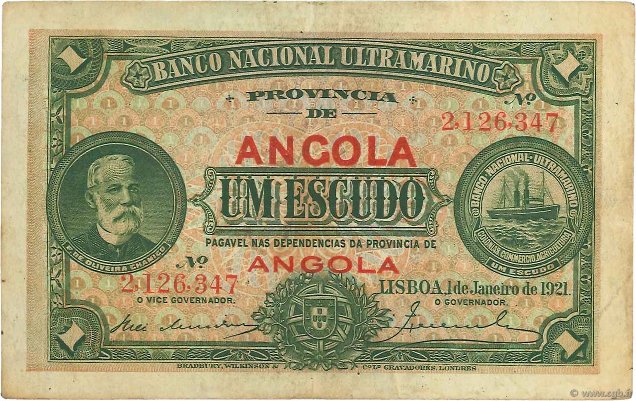 1 Escudo ANGOLA  1921 P.055 MBC