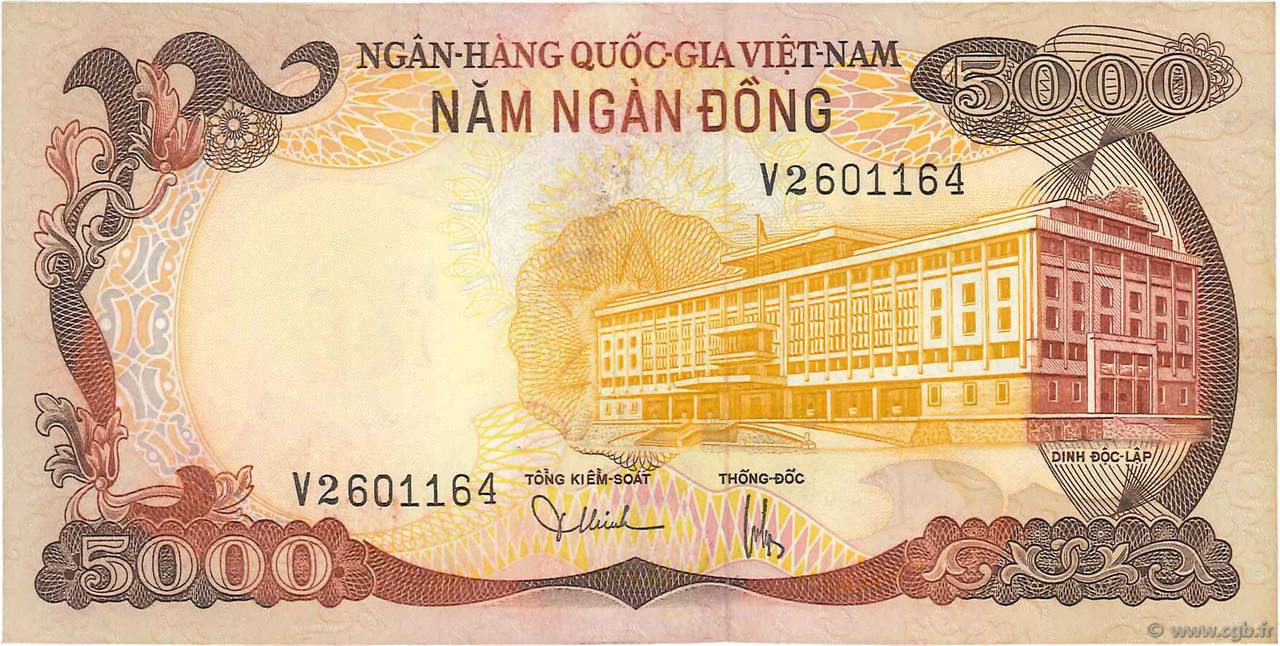 5000 Dong VIET NAM SOUTH  1975 P.35a VF