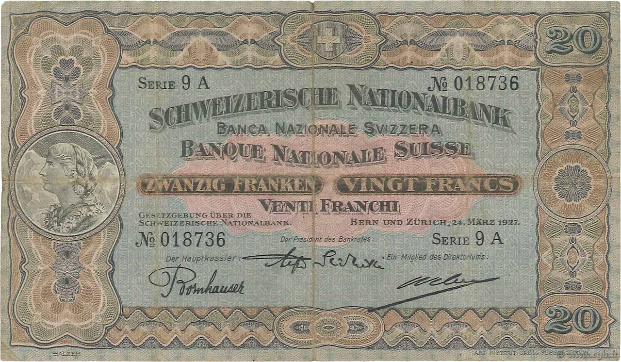 20 Francs SUISSE  1927 P.33d S