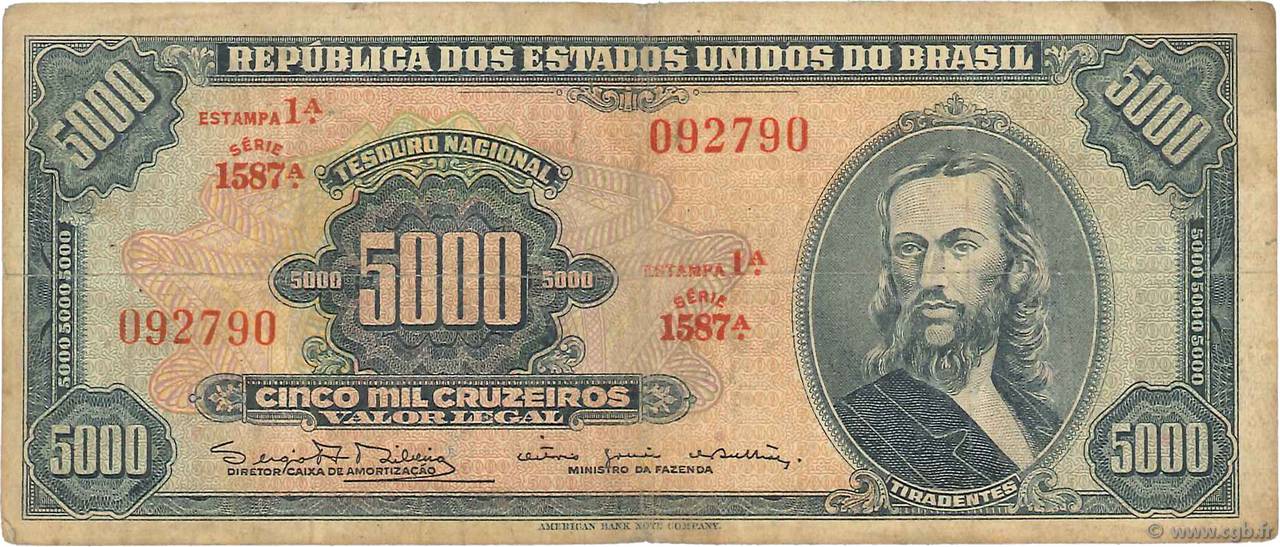 5000 Cruzeiros BRASILIEN  1965 P.174c SGE