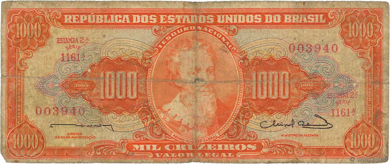1000 Cruzeiros BRASILIEN  1963 P.181 SGE