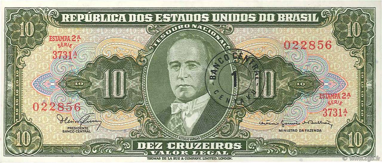 1 Centavo sur 10 Cruzeiros BRASIL  1967 P.183b EBC