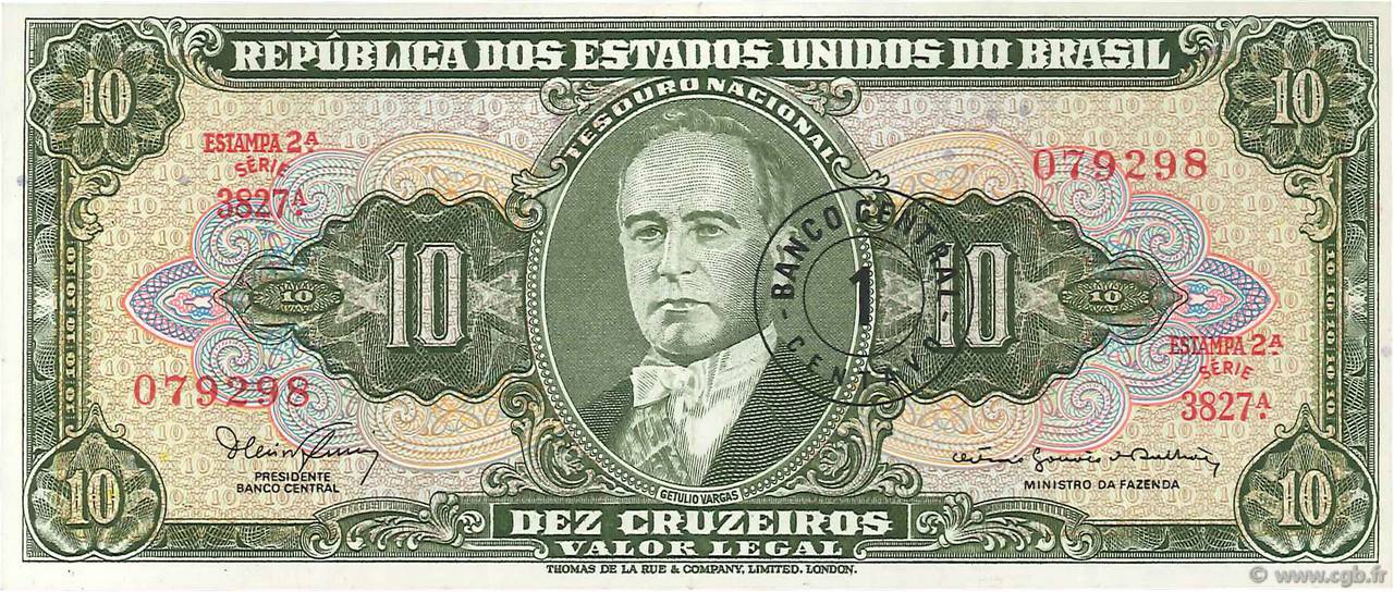 1 Centavo sur 10 Cruzeiros BRAZIL  1966 P.183a AU
