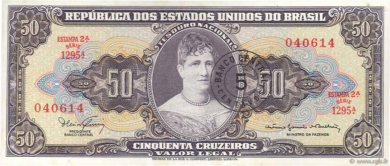 5 Centavos sur 50 Cruzeiros BRASIL  1966 P.184a FDC